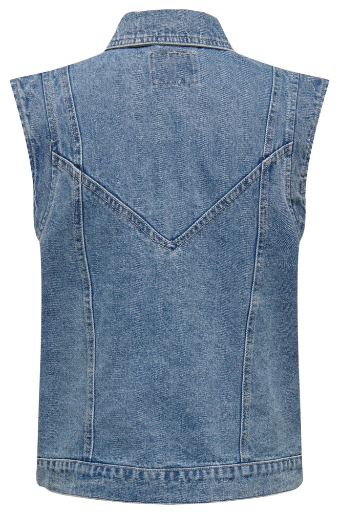 Only blauwe dames gilet | Achteraanzicht