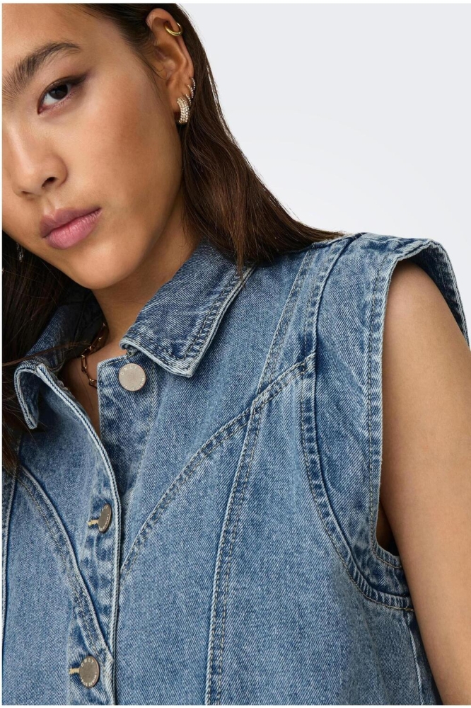 Only blauwe dames gilet | Close up