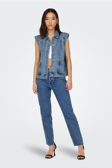 Only blauwe dames gilet | Model