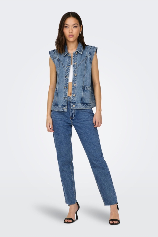 Only blauwe dames gilet | Model