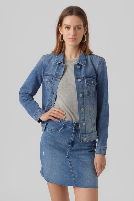 Vero Moda blauwe dames jas | Model vooraanzicht