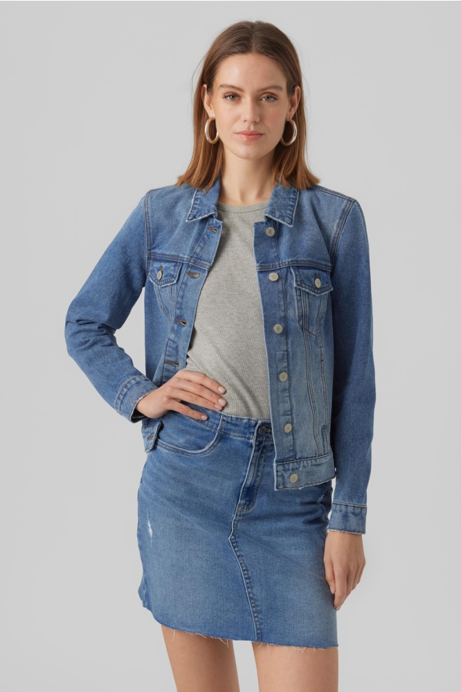 Vero Moda blauwe dames jas | Model vooraanzicht