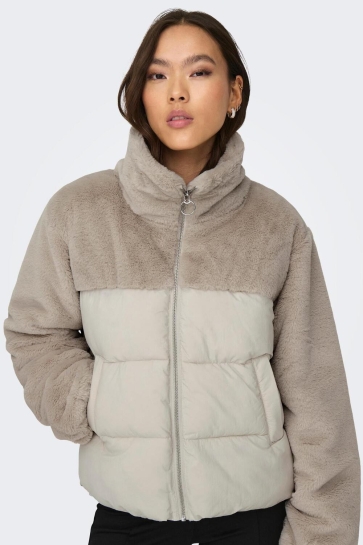 Only onlwanja fur puffer mix jacket cc o Beige