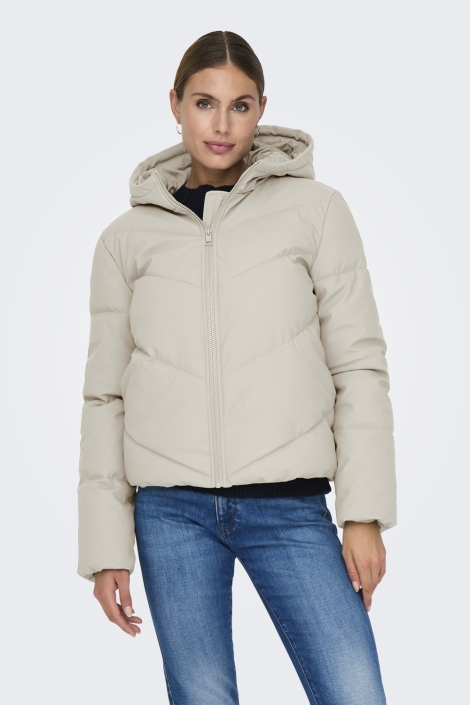 Jacqueline de Yong ecru dames jas | Model vooraanzicht