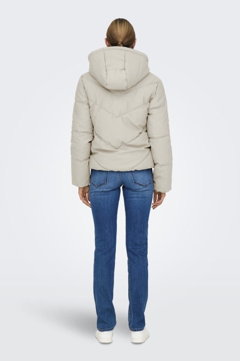 Jacqueline de Yong ecru dames jas | Model achteraanzicht