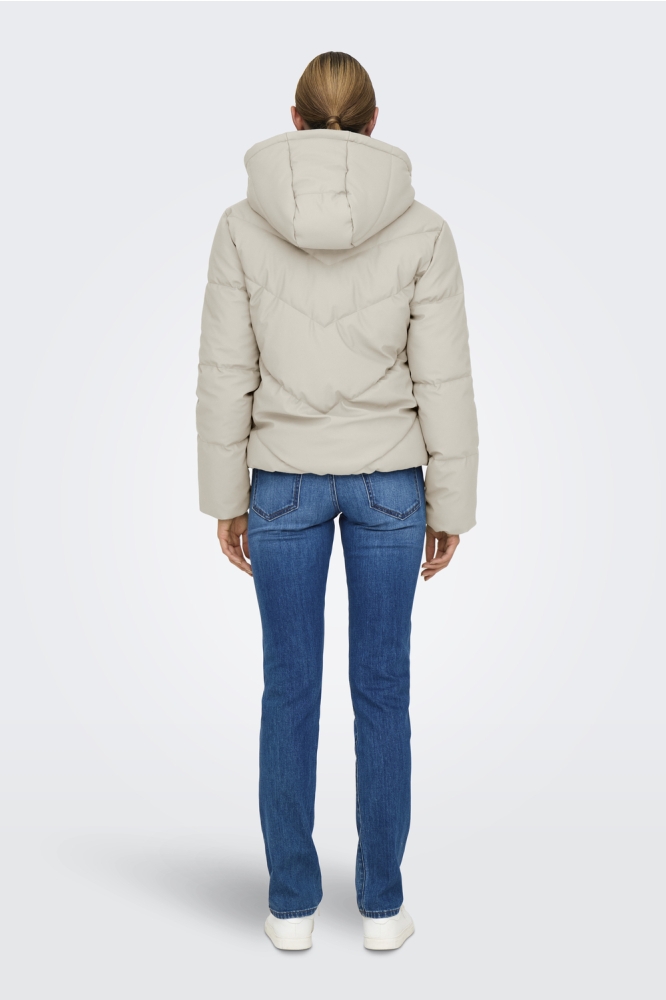 Jacqueline de Yong ecru dames jas | Model achteraanzicht