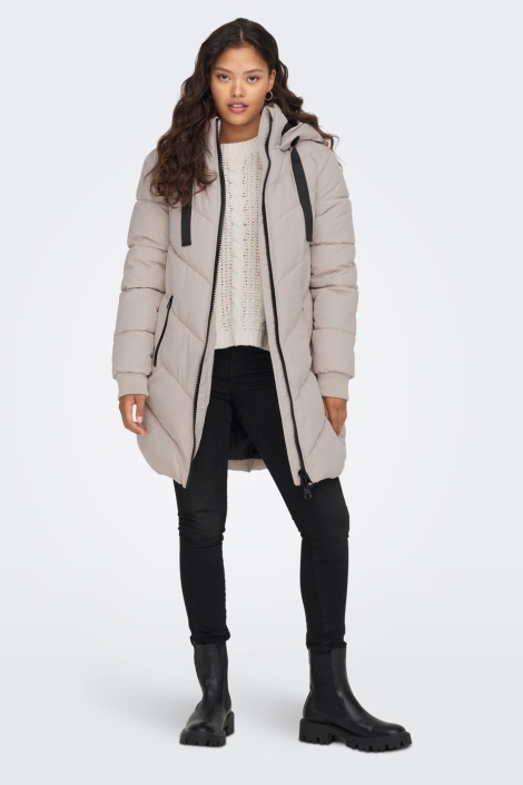 Jacqueline de Yong beige dames jas | Model vooraanzicht