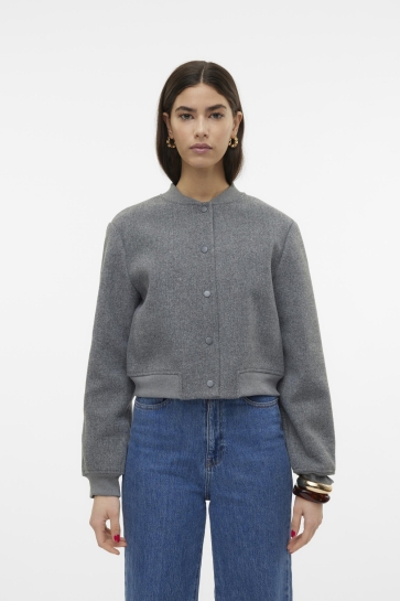 Vero Moda Jas VMCHLOE LS SHORT BOMBER JACKET EXP 10319600 MEDIUM GREY MELANGE