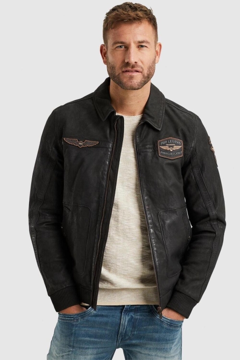 PME legend zwarte heren leren jas | Model vooraanzicht