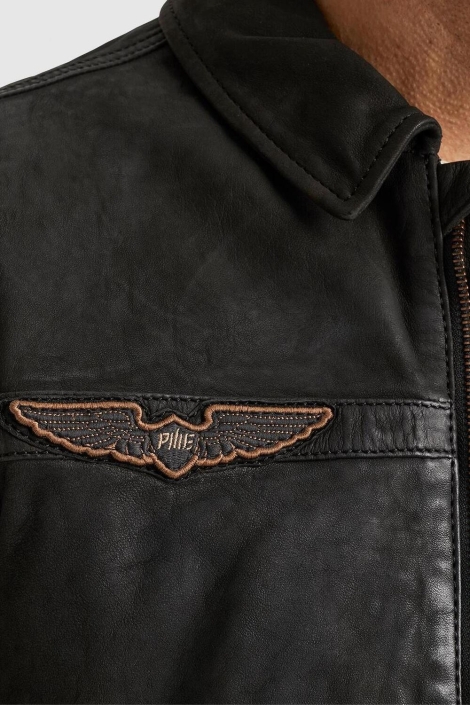 PME legend zwarte heren leren jas | Close up
