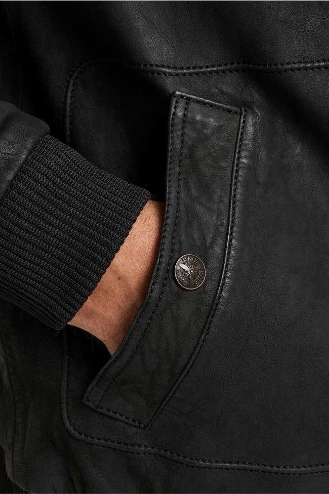 PME legend zwarte heren leren jas | Close up