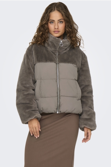 Only Jas ONLWANJA FUR PUFFER MIX JACKET CC O 15292945 WALNUT