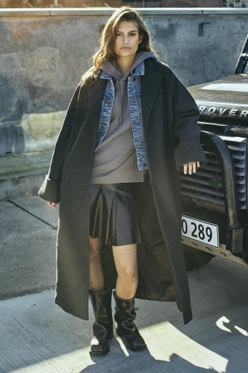 Noisy may Jas NMCADDY L/S LONG COAT FWD NOOS 27031306 DARK GREY MELANGE