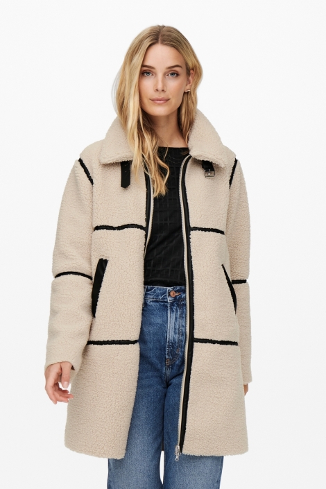 Jacqueline de Yong beige dames jas | Model vooraanzicht