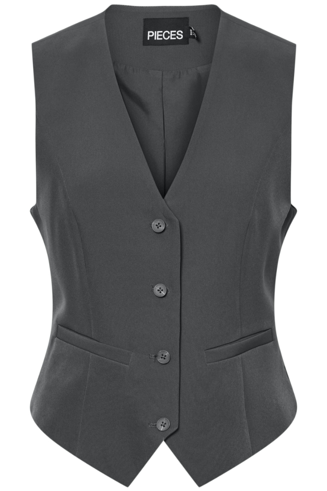 Pieces grijze dames gilet | Vooraanzicht