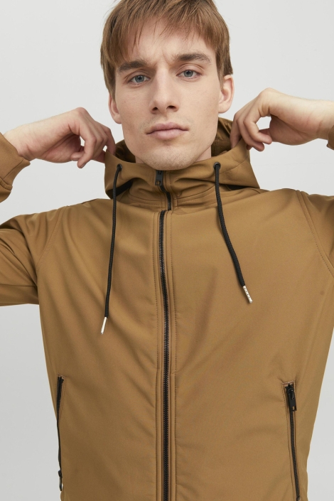 Jack & Jones camel heren jas | Close up
