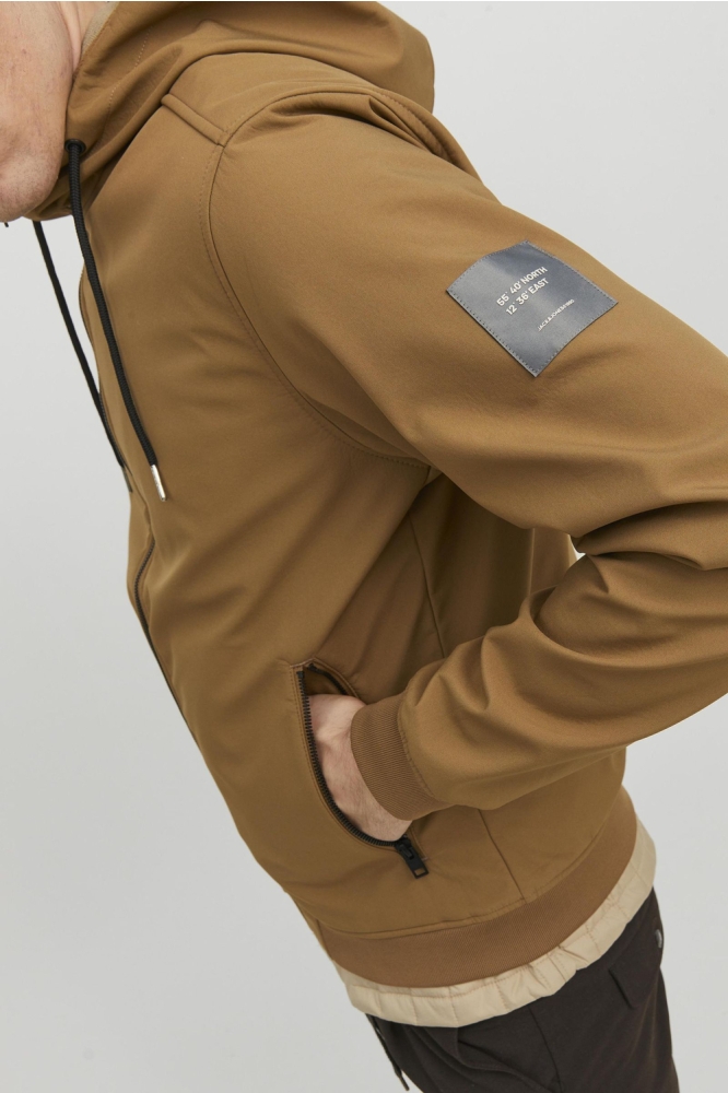 Jack & Jones camel heren jas | Close up