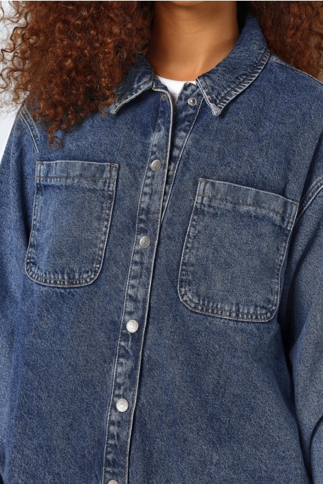 Noisy may blauwe dames jas | Close up