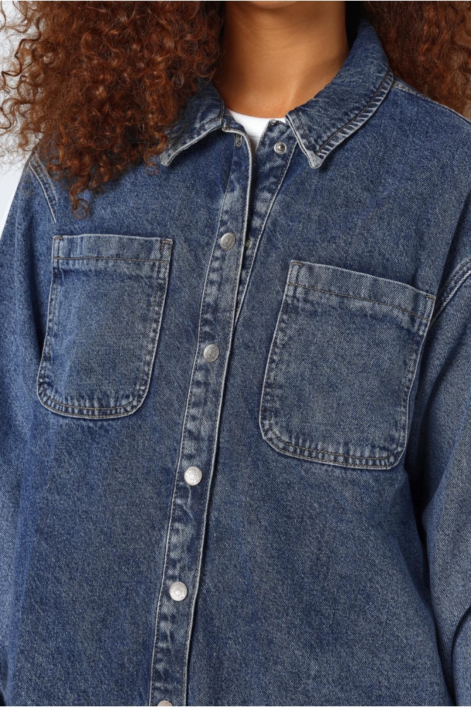 Noisy may blauwe dames jas | Close up