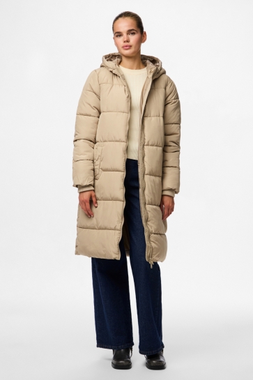 Pieces pcbee new long puffer jacket noos b Beige