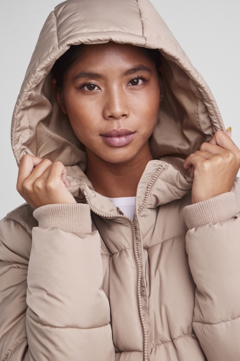 Pieces beige dames jas | Close up