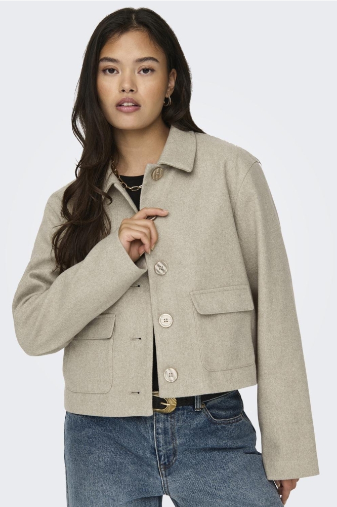 Jacqueline de Yong camel dames jas | Close up