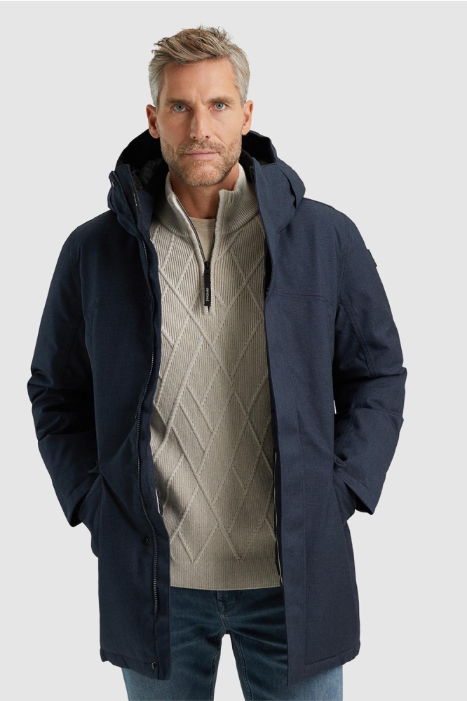 Vanguard blauwe heren jas | Model vooraanzicht