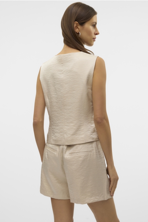 Vero Moda beige dames gilet | Model achteraanzicht