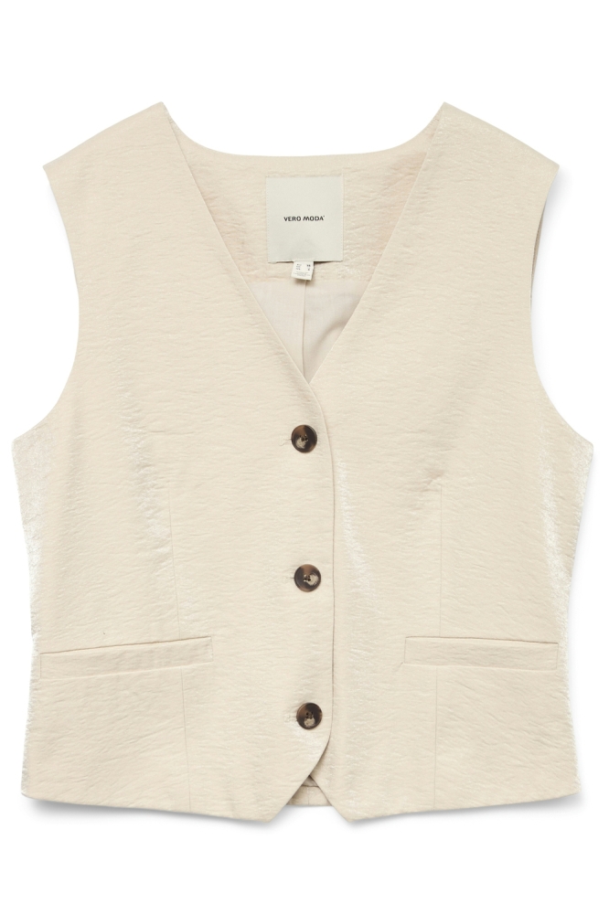 Vero Moda beige dames gilet | Vooraanzicht