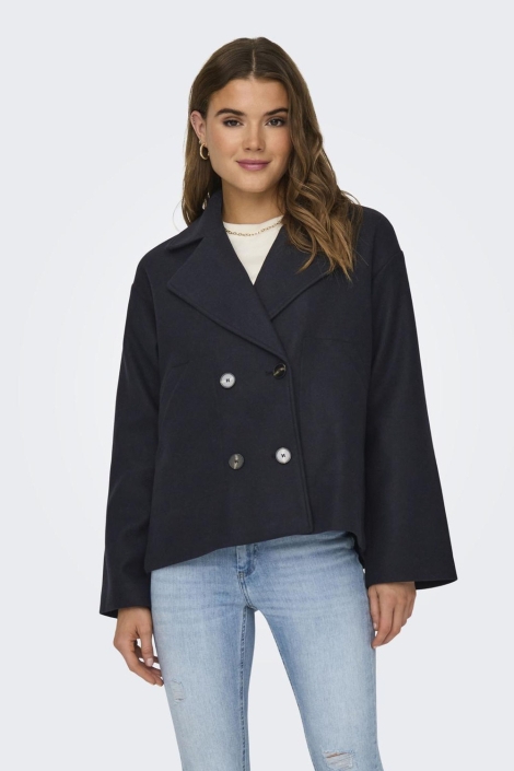 Only blauwe dames jas | Model vooraanzicht