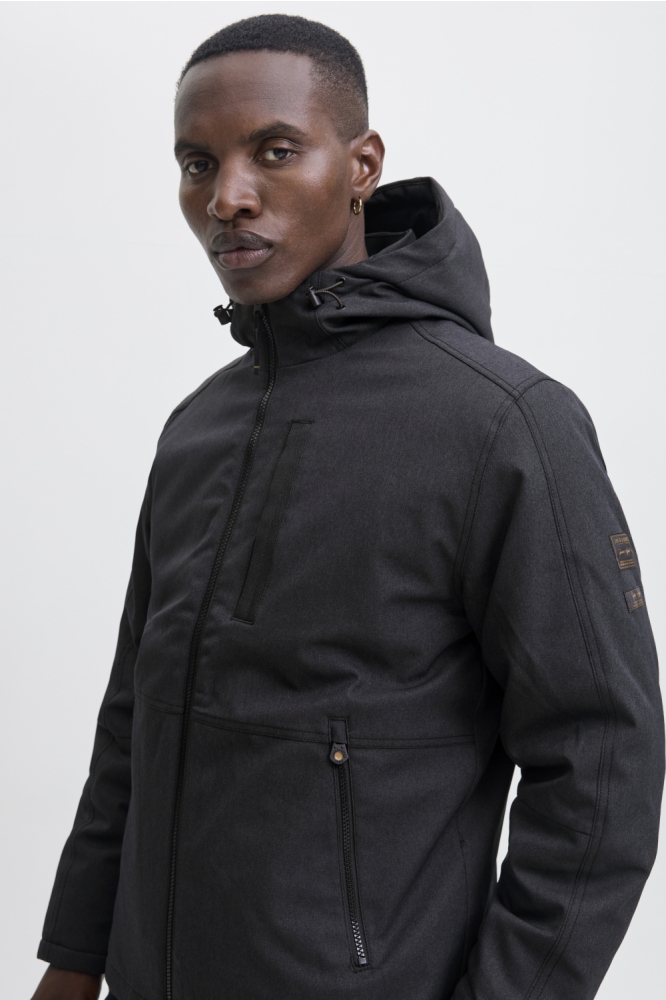 Jack & Jones zwarte heren jas | Close up