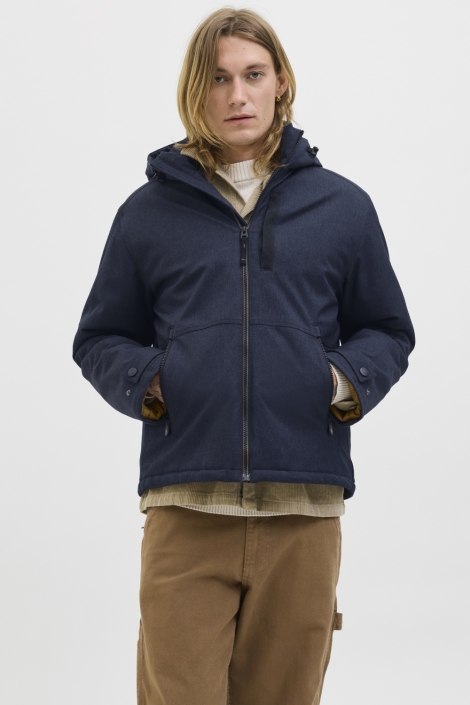 Jack & Jones blauwe heren jas | Model vooraanzicht