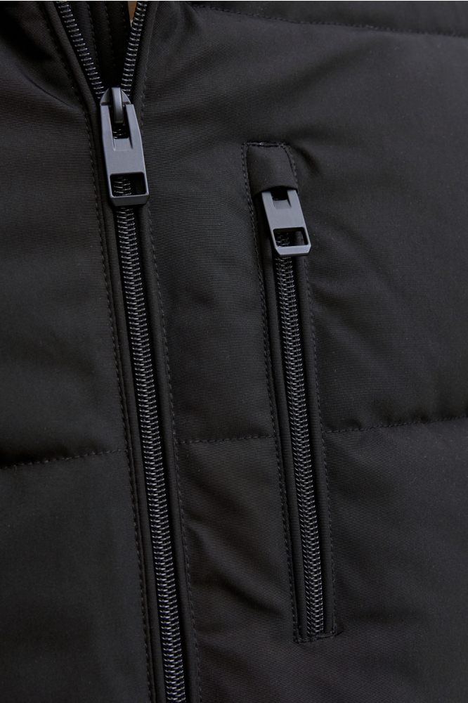 Jack & Jones zwarte heren jas | Close up