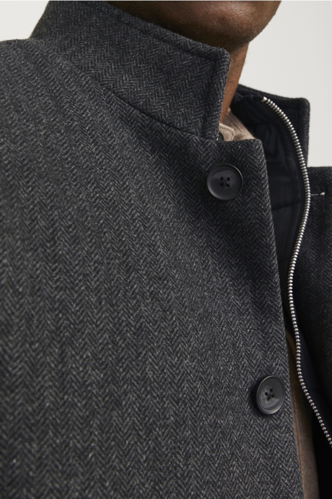Jack & Jones grijze heren jas | Close up