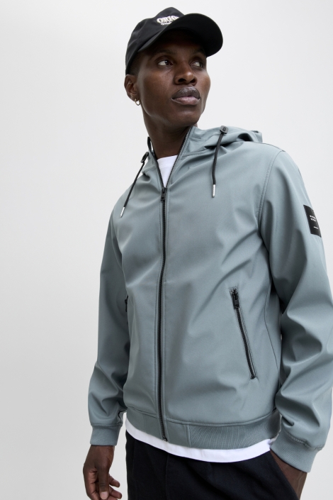 Jack & Jones blauwe heren jas | Model zijaanzicht