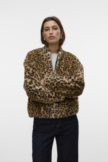 Vero Moda VMSONJALIGA AOP SHORT JACKET GA BOO 10331290 Silver Mink/LEOPARD