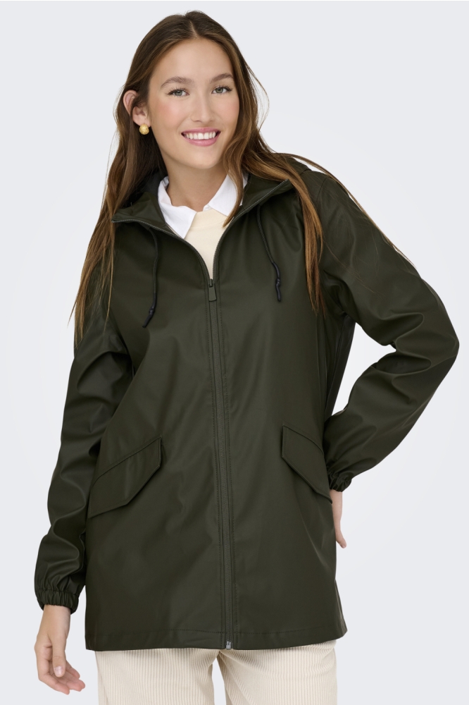 Jacqueline de Yong groene dames jas | Model vooraanzicht