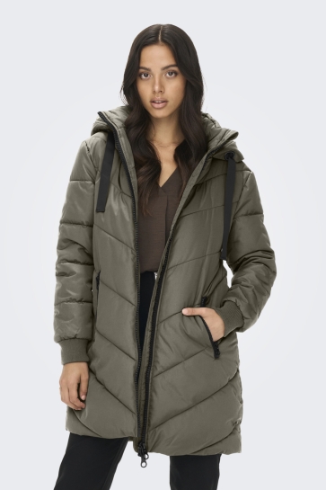Jacqueline de Yong JDYSKYLAR PADDED HOOD JACKET OTW NO 15207784 Vetiver/BLACK