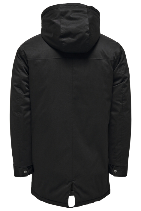 Only & Sons zwarte heren jas | Achteraanzicht