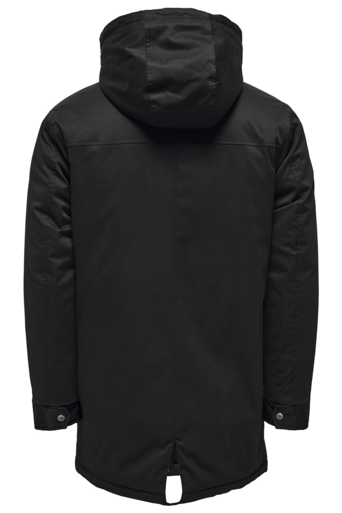 Only & Sons zwarte heren jas | Achteraanzicht