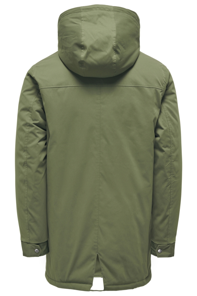 Only & Sons groene heren jas | Achteraanzicht