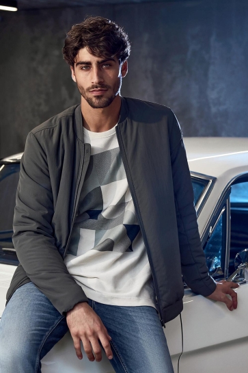 Cast Iron bomber jacket throttle barker Blauw