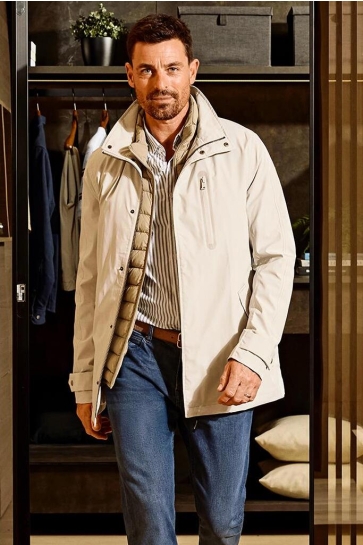 Vanguard long jacket v-coat double spundrop Beige