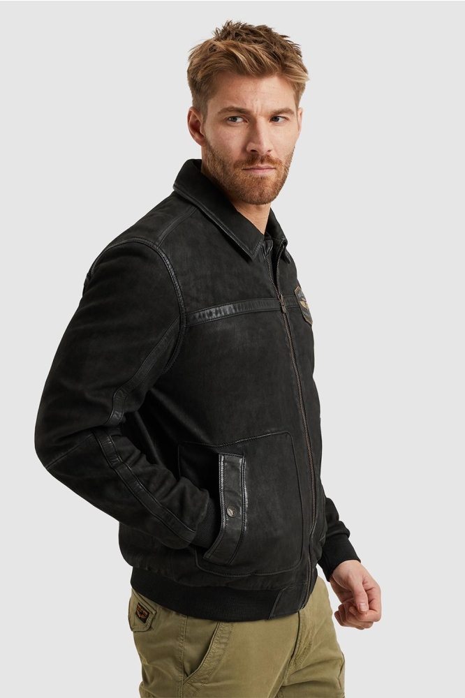 PME legend zwarte heren leren jas | Model zijaanzicht