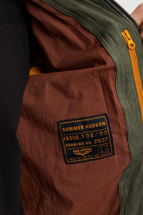 PME legend groene heren leren jas | Close up