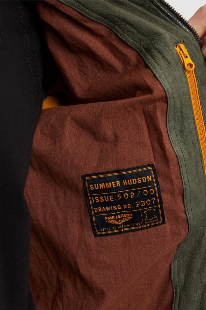 PME legend groene heren leren jas | Close up