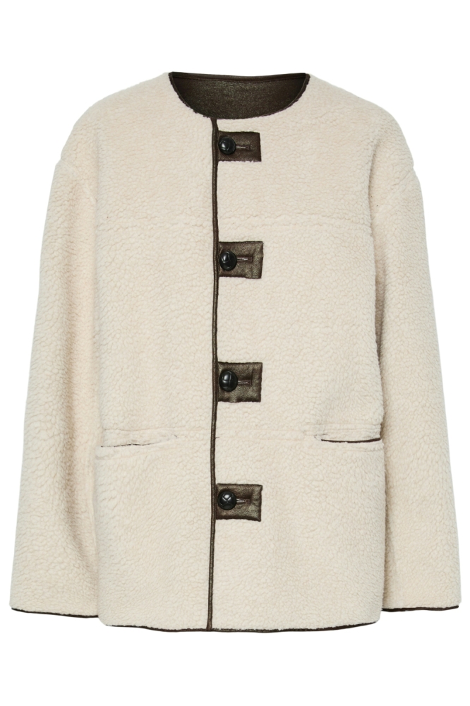 Pieces beige dames jas | Vooraanzicht