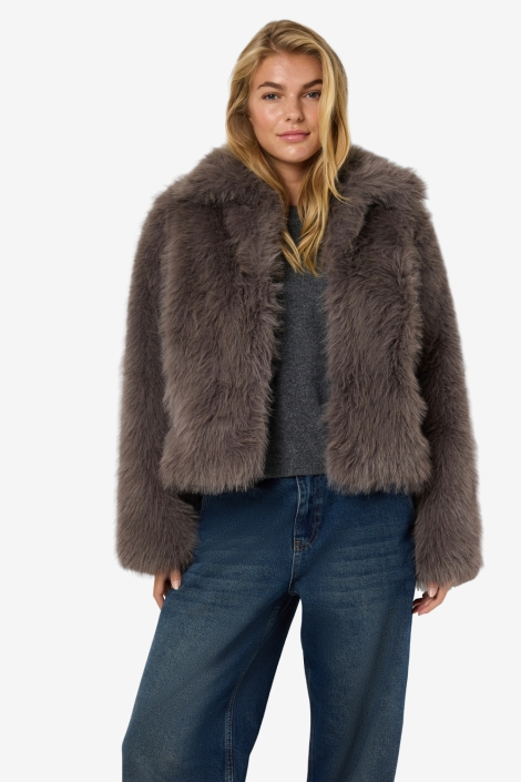 Noisy may grijze dames jas | Model vooraanzicht