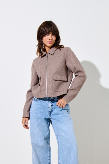 Only onlvela zip short jacket otw Taupe