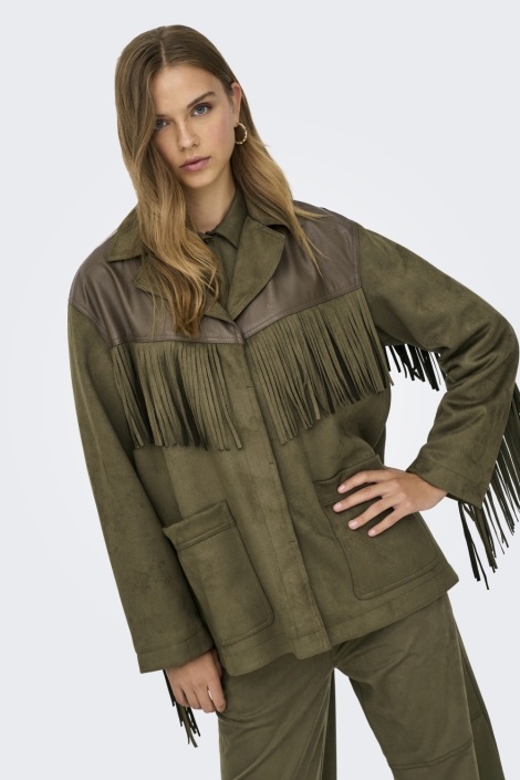 Only groene dames jas | Model vooraanzicht